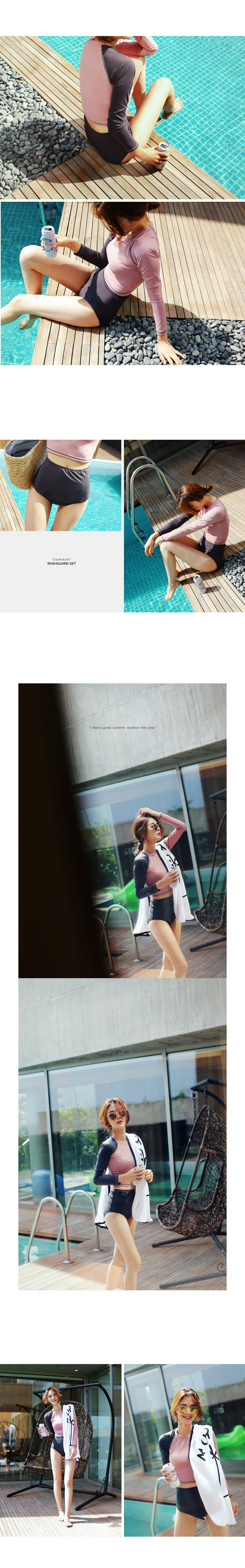 UPF50+カラーブロックステッチラッシュガードSET・全2色 | DHOLIC PLUS | 詳細画像3