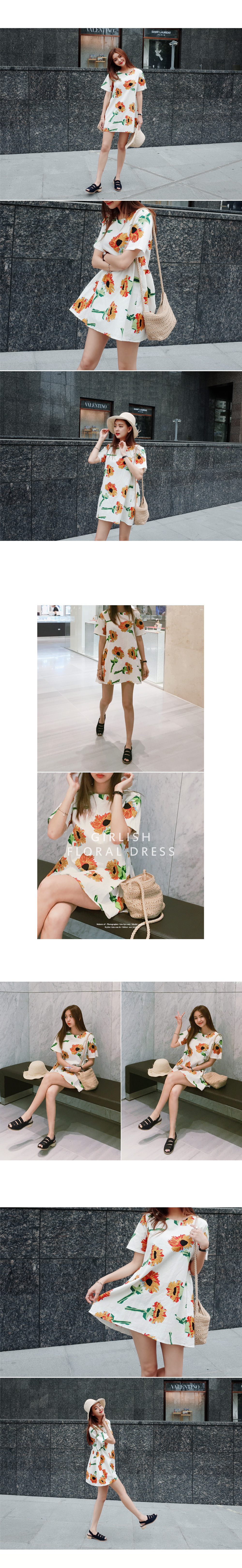 リネン混ビッグフラワーミニワンピース・全3色 | DHOLIC | 詳細画像3