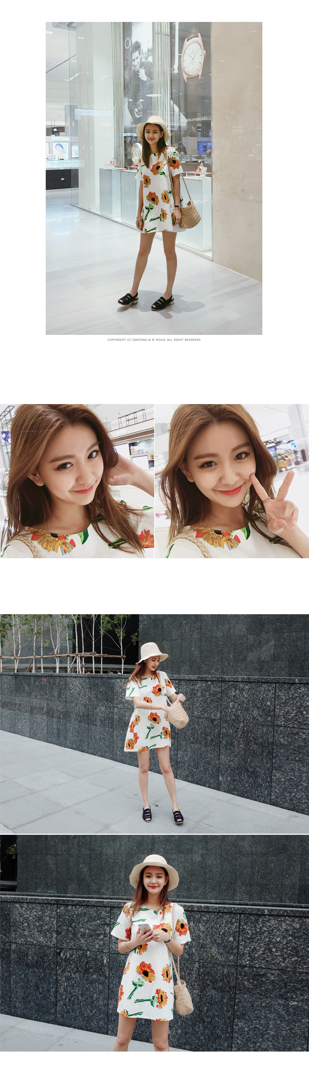 リネン混ビッグフラワーミニワンピース・全3色 | DHOLIC | 詳細画像4