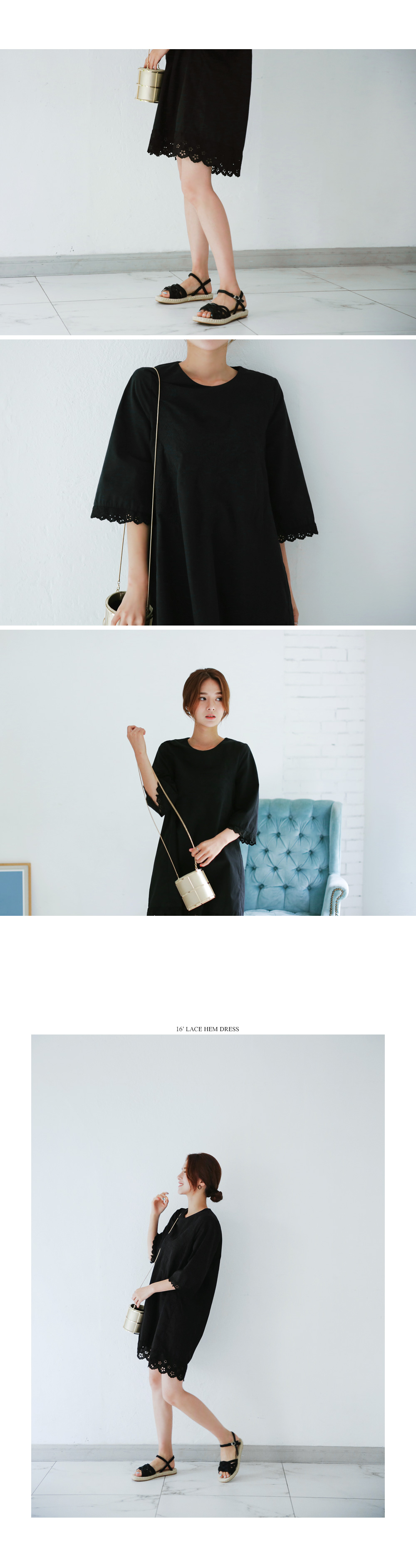レースヘムフロント刺繍コットンワンピース・全3色 | DHOLIC PLUS | 詳細画像3