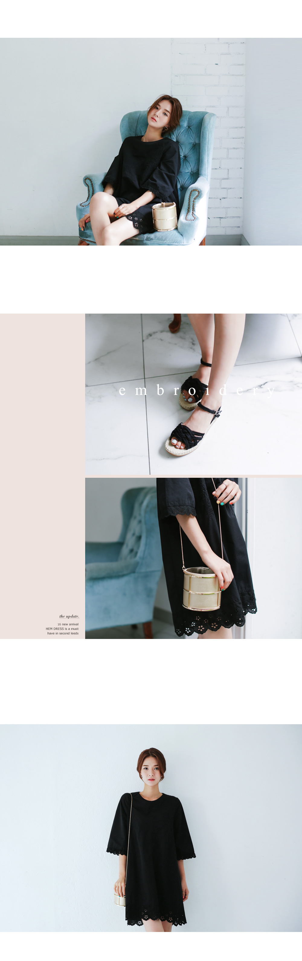 レースヘムフロント刺繍コットンワンピース・全3色 | DHOLIC PLUS | 詳細画像4