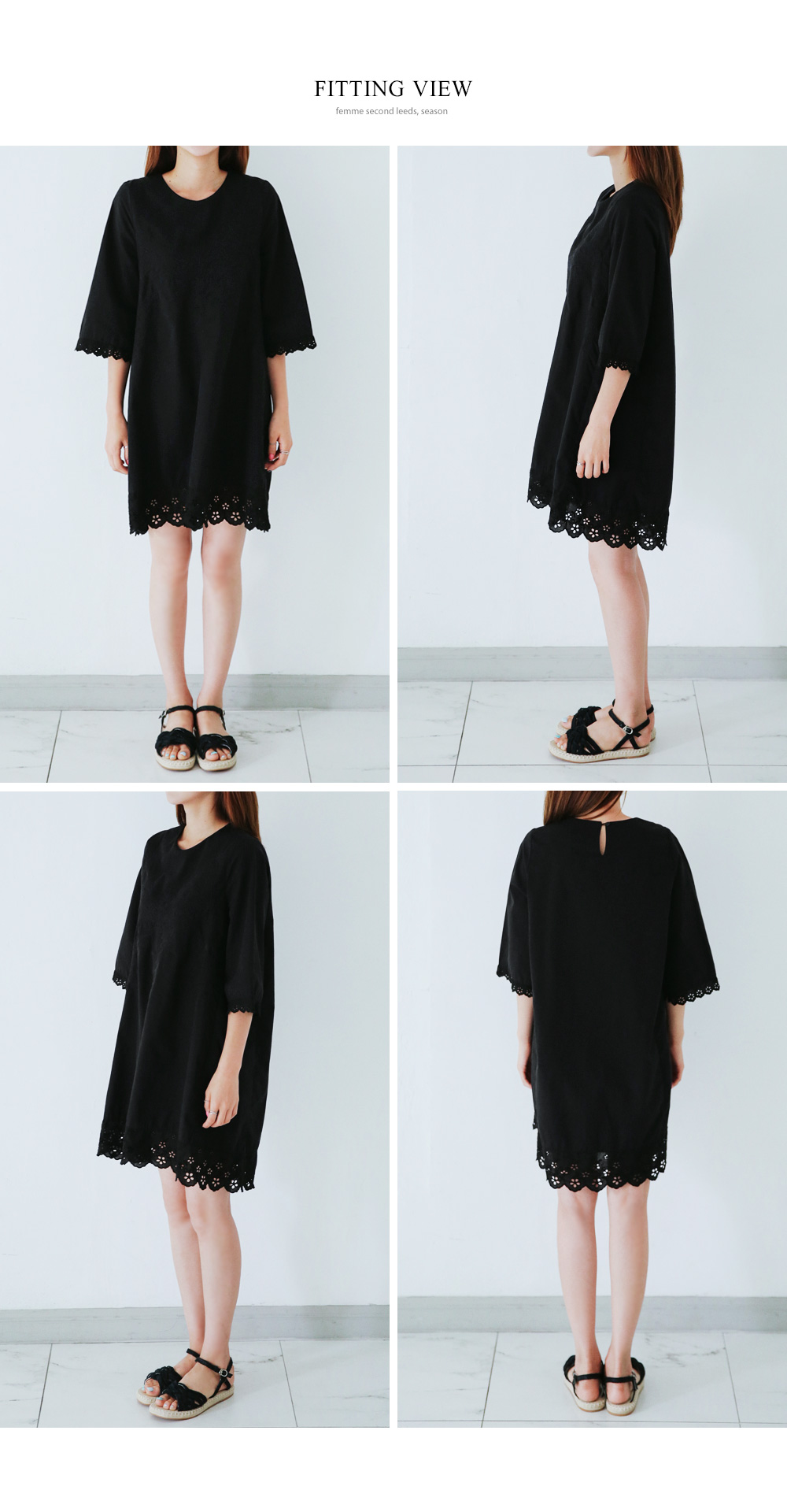 レースヘムフロント刺繍コットンワンピース・全3色 | DHOLIC PLUS | 詳細画像5