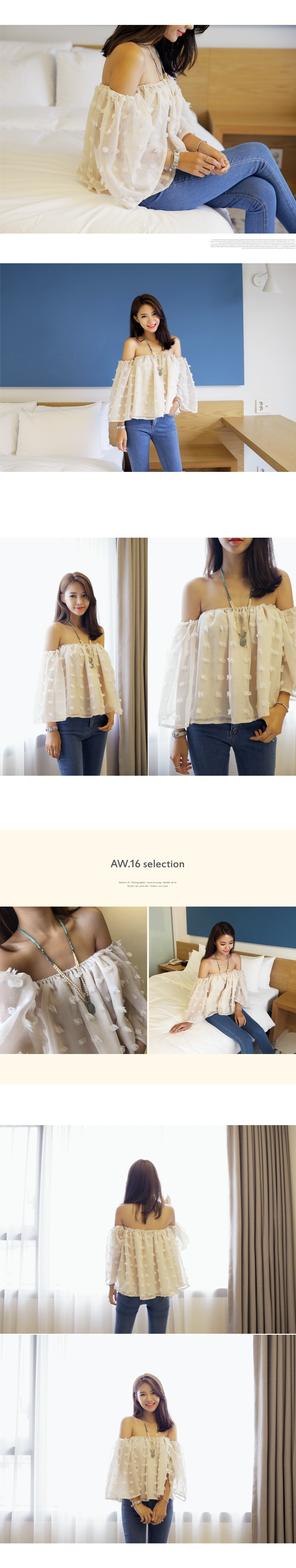 フェザーディテールオフショルダーブラウス・全1色 | DHOLIC | 詳細画像4