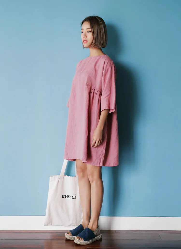 リネン素材オーバーサイズワンピース・全2色 | DHOLIC | 詳細画像1