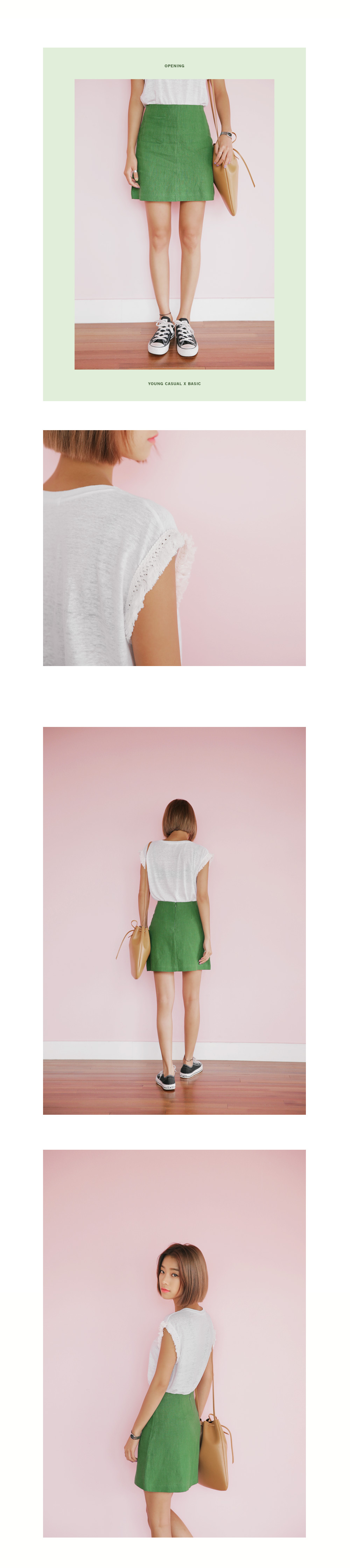 リネン素材ハイウエストフレアミニスカート・全3色 | DHOLIC | 詳細画像4