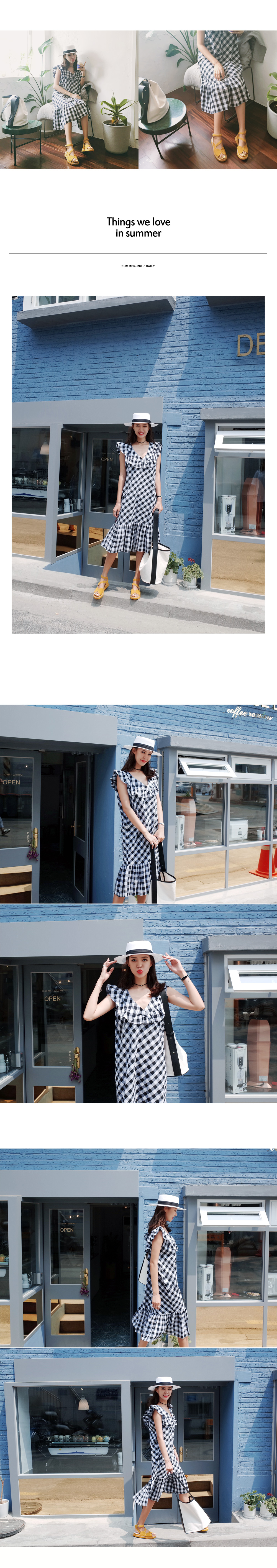 フレアヘムラッフルチェックワンピース・全2色 | DHOLIC | 詳細画像2