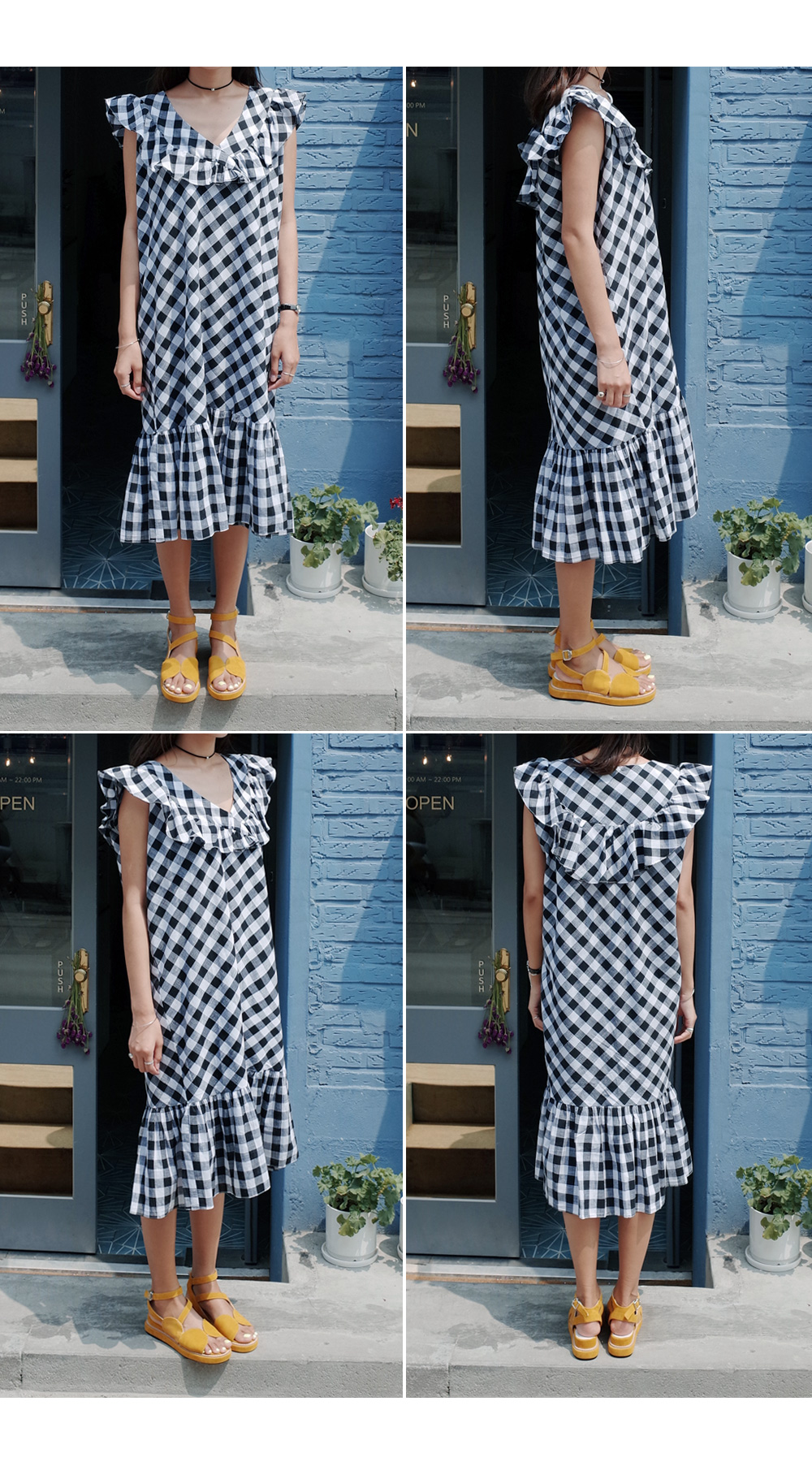 フレアヘムラッフルチェックワンピース・全2色 | DHOLIC | 詳細画像5