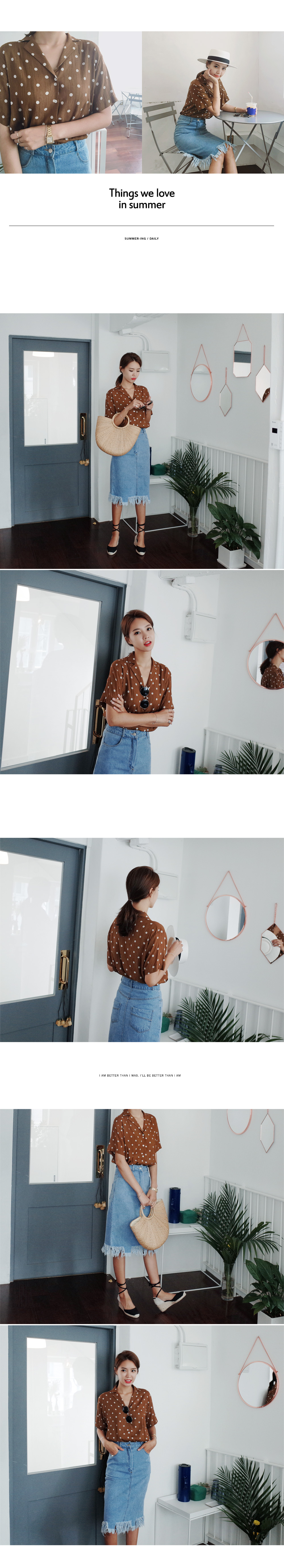 オープンカラードットリンクルブラウス・全2色 | DHOLIC | 詳細画像2