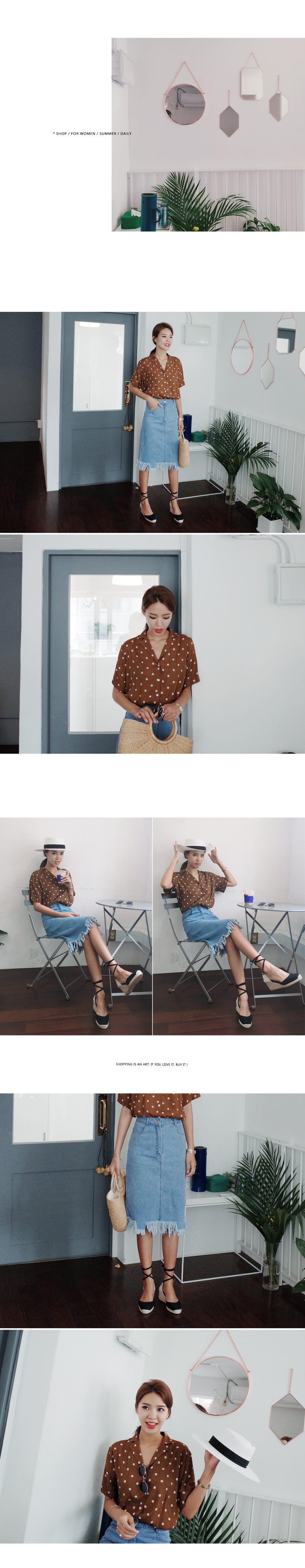 オープンカラードットリンクルブラウス・全2色 | DHOLIC | 詳細画像3