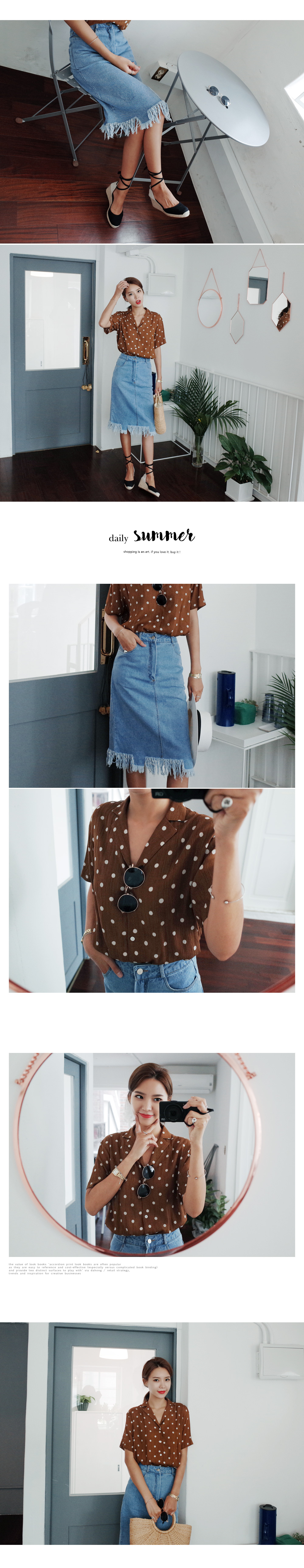 オープンカラードットリンクルブラウス・全2色 | DHOLIC | 詳細画像4