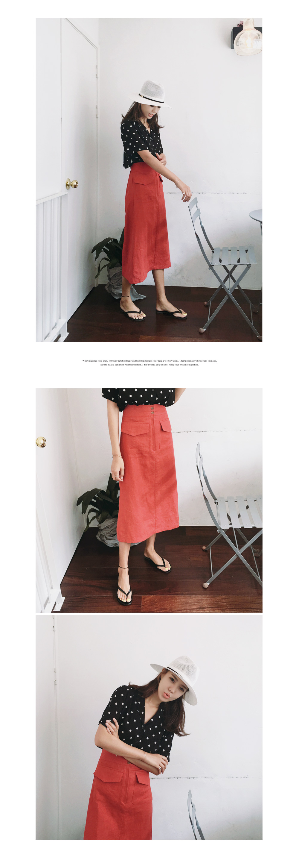 オープンカラードットリンクルブラウス・全2色 | DHOLIC | 詳細画像5