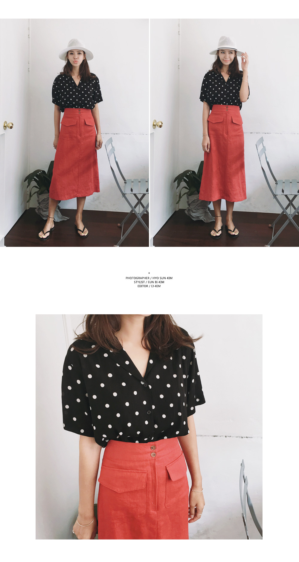 オープンカラードットリンクルブラウス・全2色 | DHOLIC | 詳細画像6