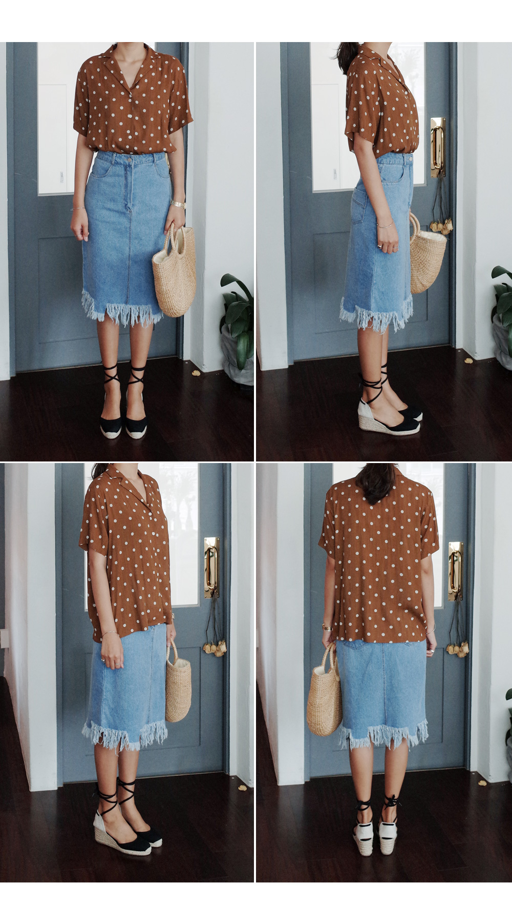 オープンカラードットリンクルブラウス・全2色 | DHOLIC | 詳細画像7