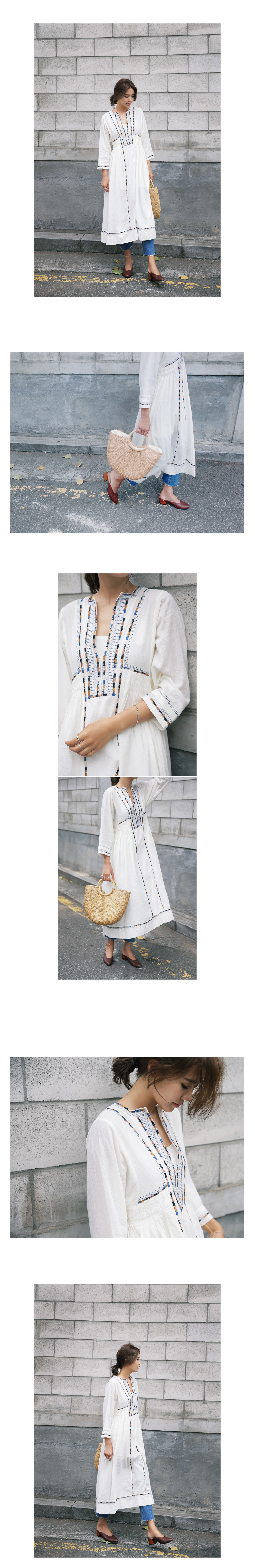 ディープVネックエスニック刺繍ロングワンピース・全1色 | DHOLIC | 詳細画像3