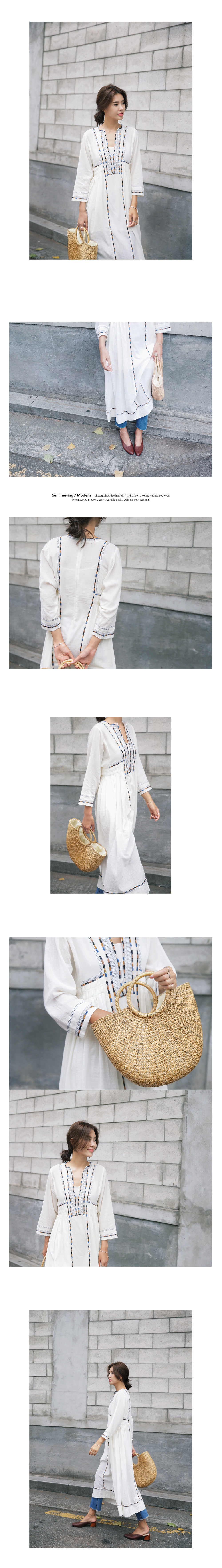 ディープVネックエスニック刺繍ロングワンピース・全1色 | DHOLIC | 詳細画像4