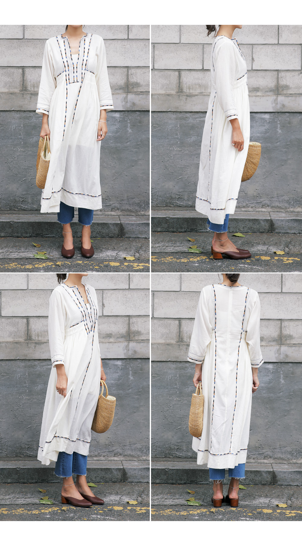 ディープVネックエスニック刺繍ロングワンピース・全1色 | DHOLIC | 詳細画像5