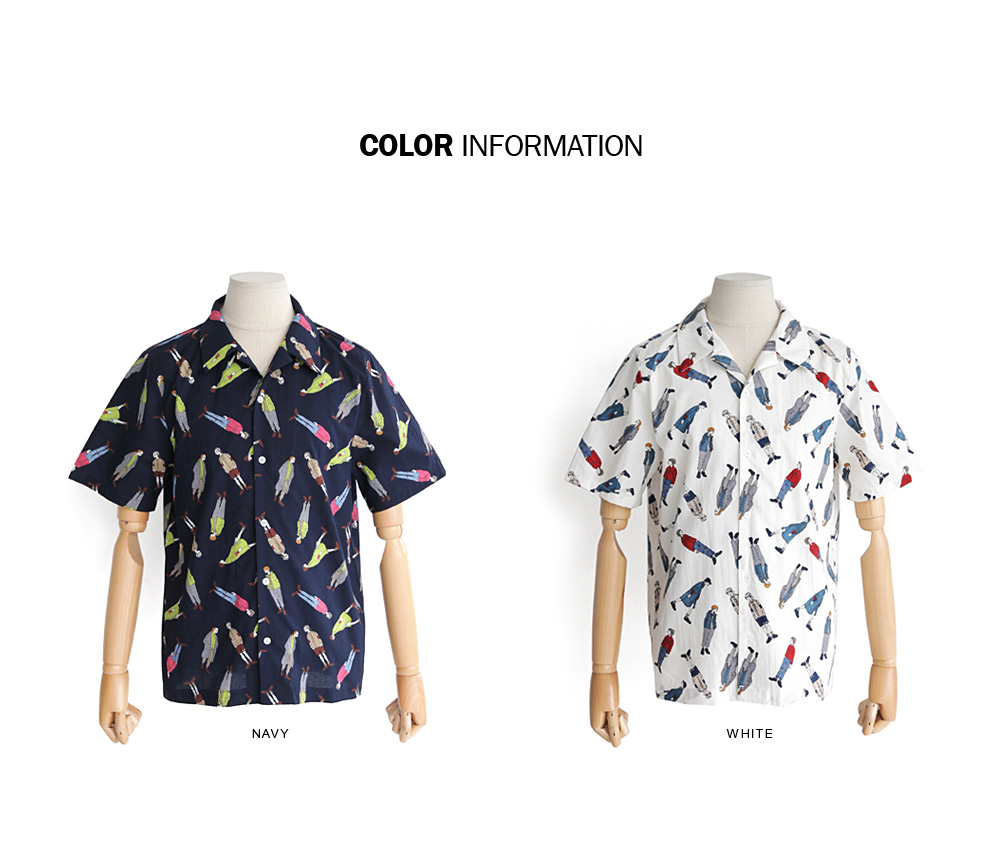 ピープルパターンオープンカラーシャツ・全2色 | 詳細画像2