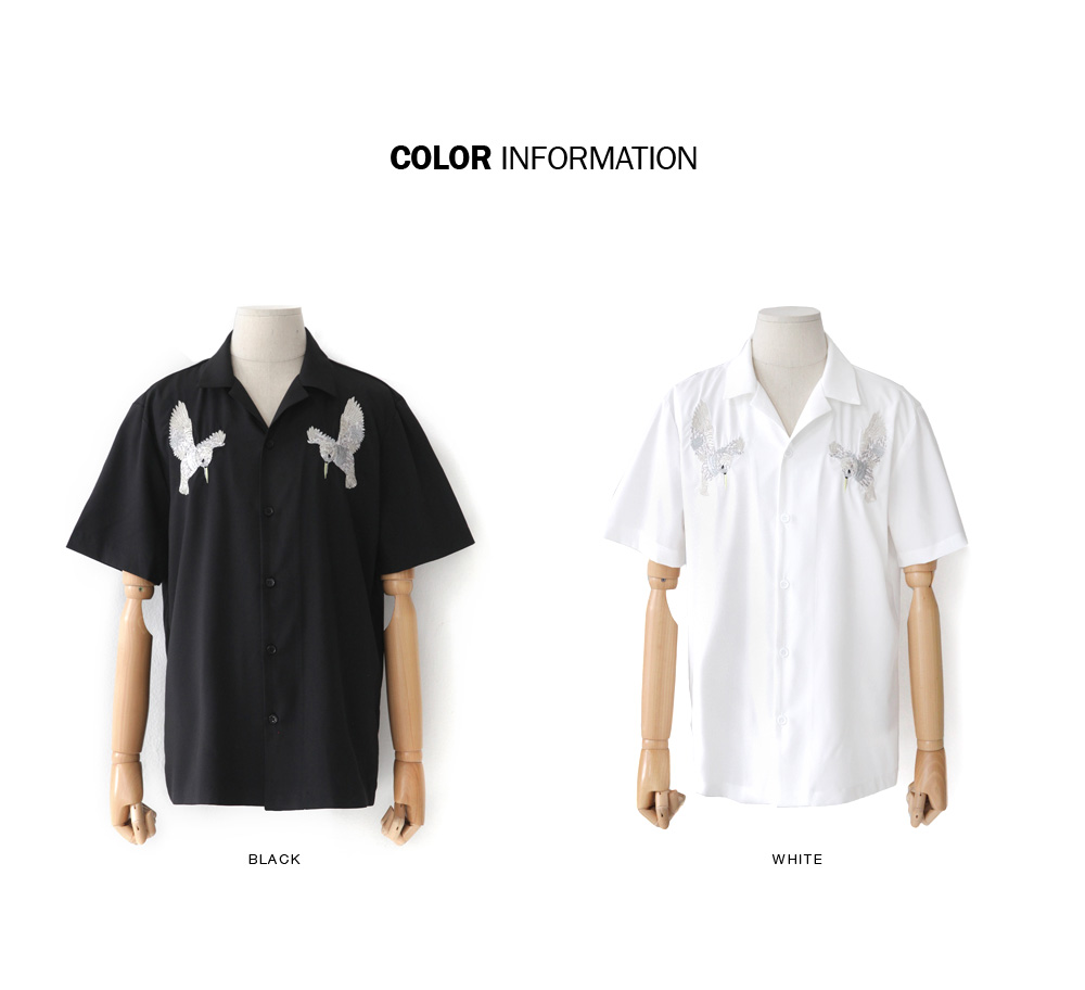 バード刺繍オープンカラーシャツ・全2色 | 詳細画像2