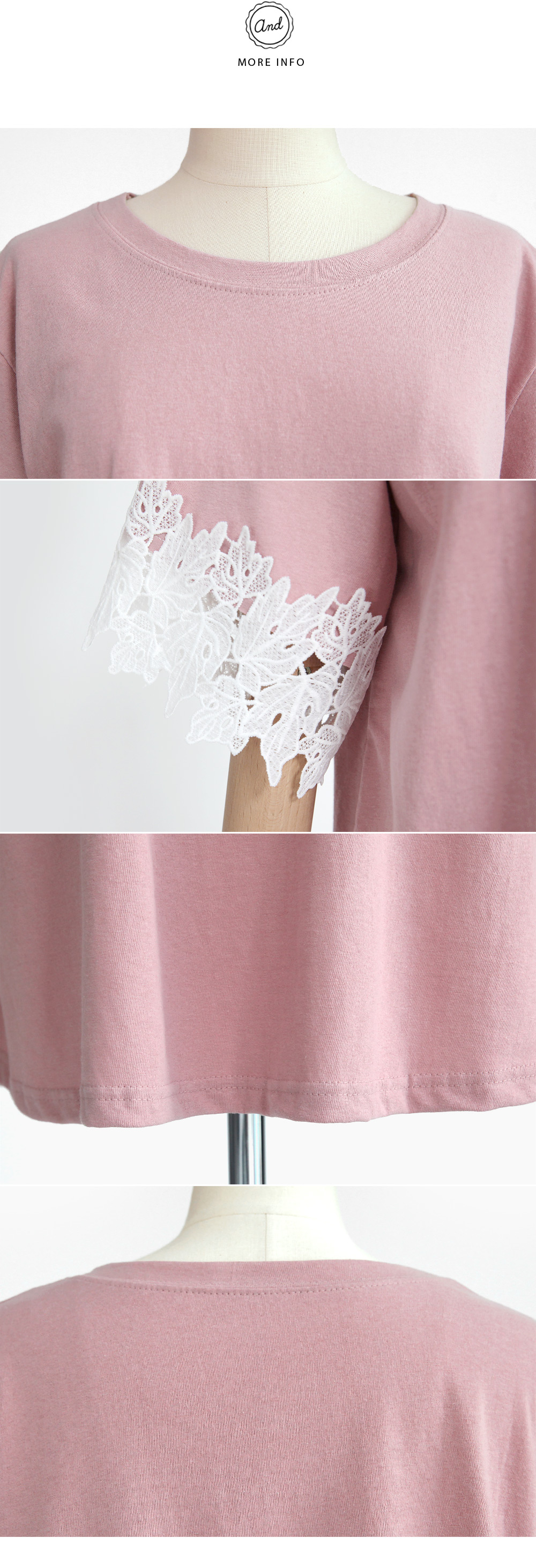 クロッシェレースラウンドネックTシャツ・全3色 | DHOLIC | 詳細画像6