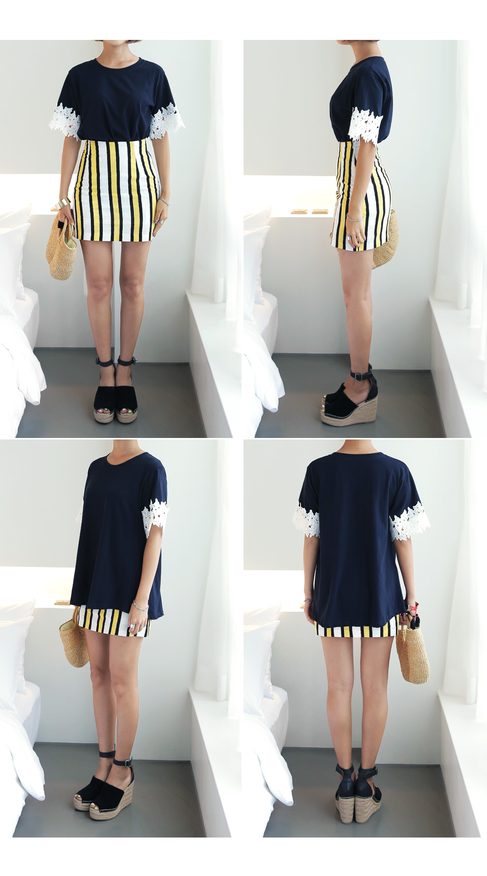 クロッシェレースラウンドネックTシャツ・全3色 | DHOLIC | 詳細画像5