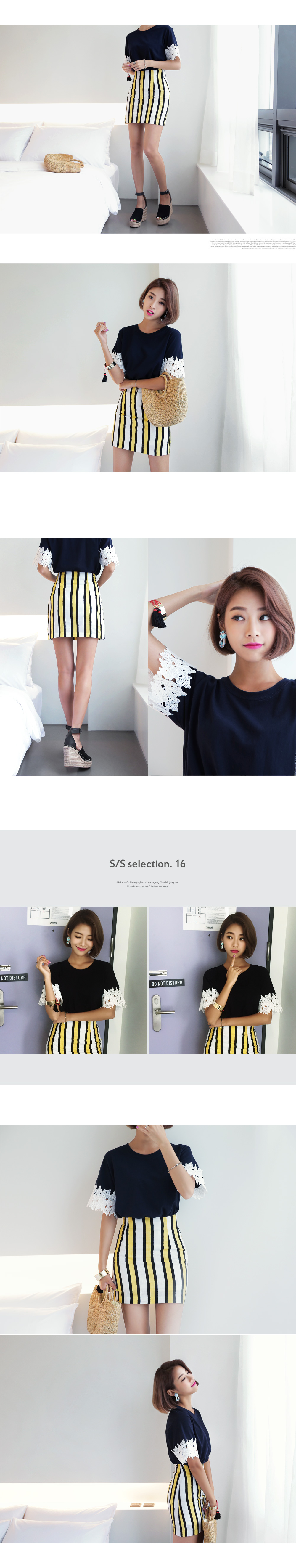 リネン混ストライプタイトミニスカート・全2色 | DHOLIC | 詳細画像3