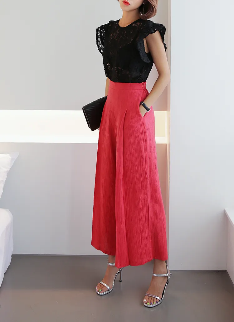 リネン混ハイウエストタックワイドパンツ・全2色 | DHOLIC | 詳細画像1