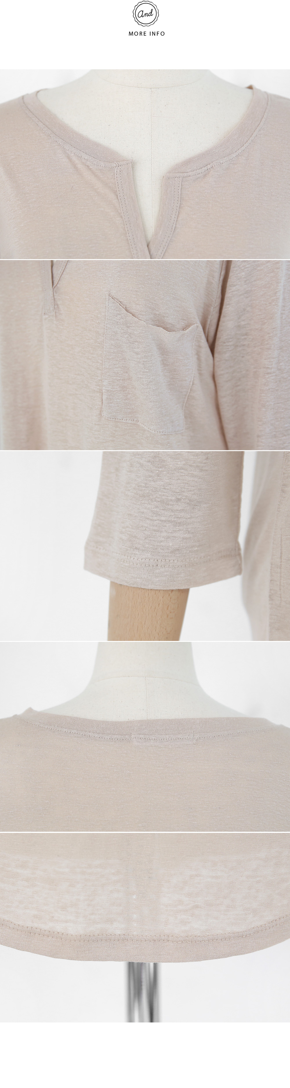 リネン混ネックスリットワンポケットTシャツ・全3色 | DHOLIC | 詳細画像6