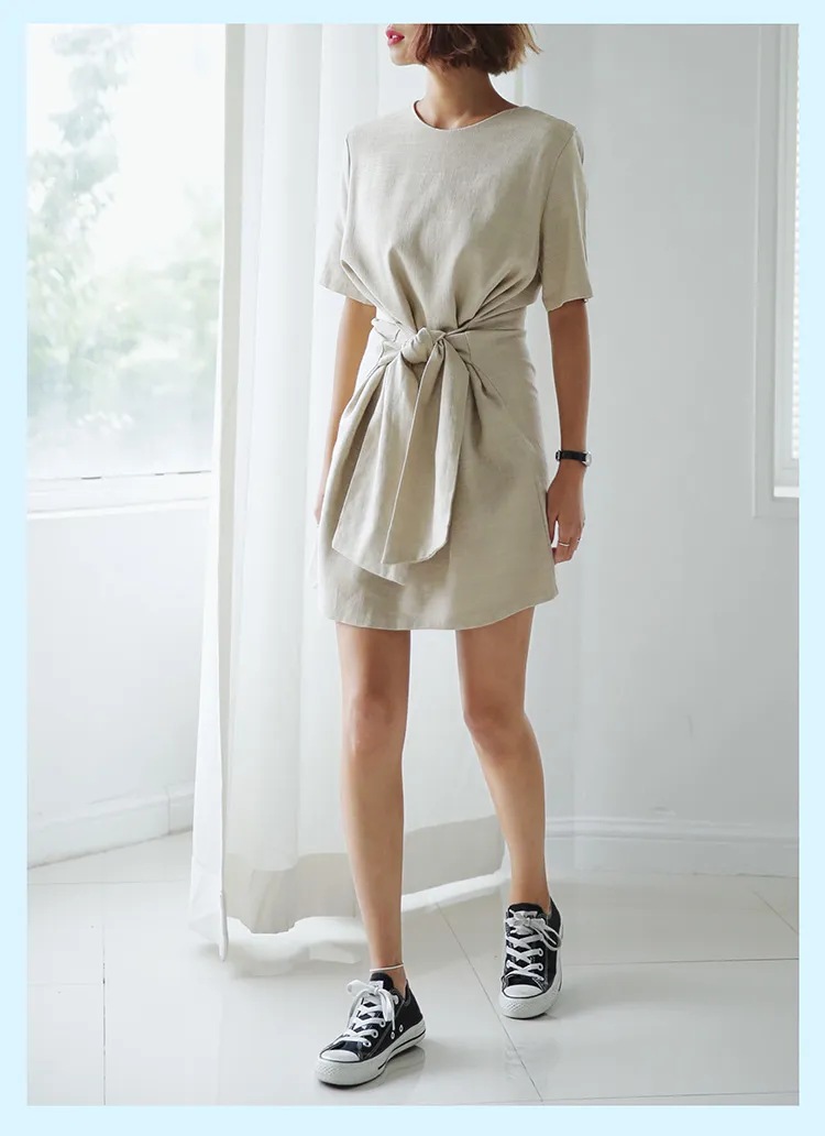 リネン混ウエストタイミニワンピース・全3色 | DHOLIC | 詳細画像1
