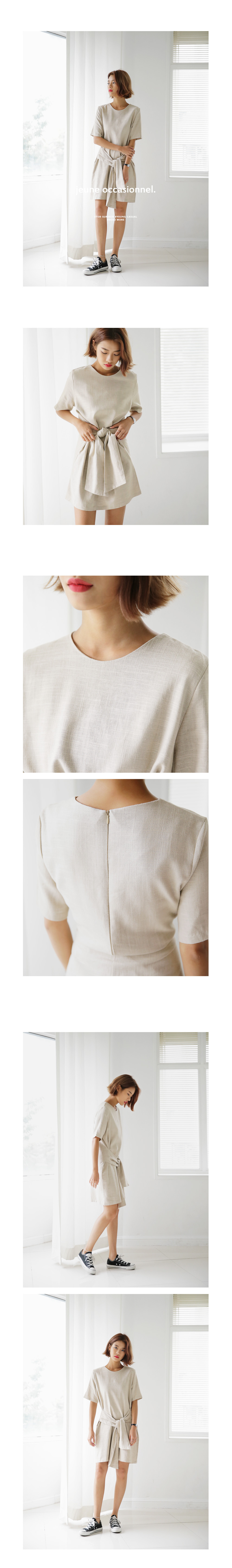 リネン混ウエストタイミニワンピース・全3色 | DHOLIC | 詳細画像2