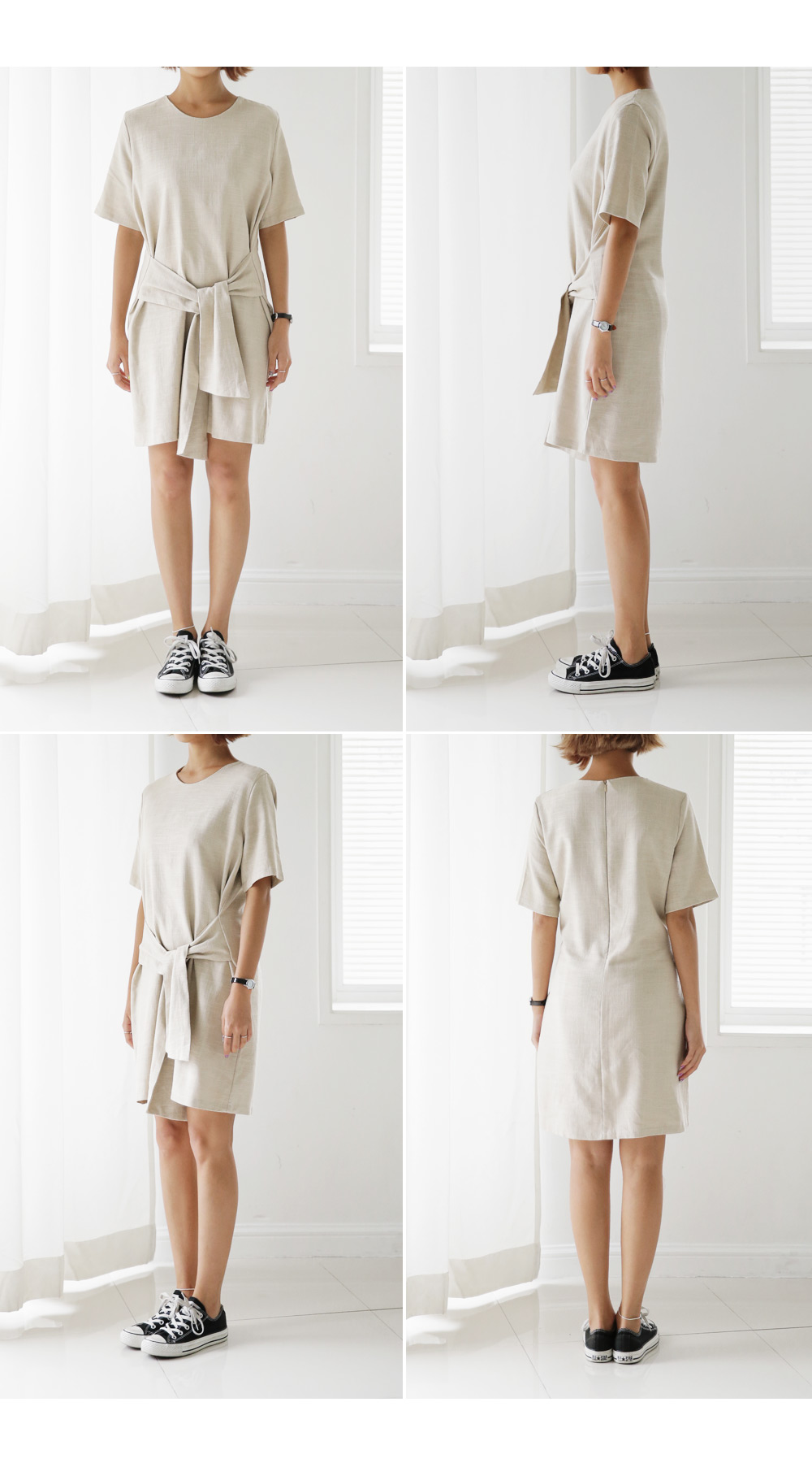 リネン混ウエストタイミニワンピース・全3色 | DHOLIC | 詳細画像5