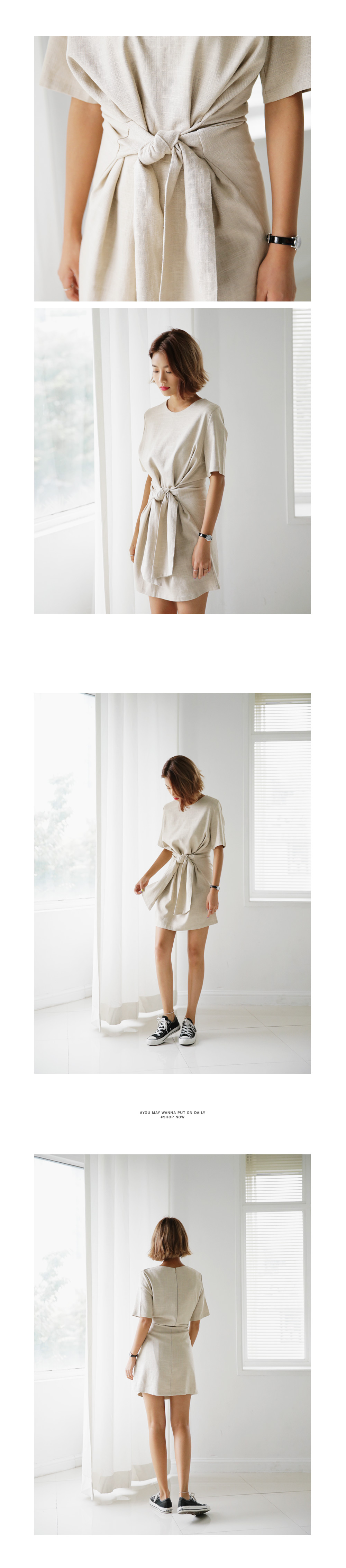 リネン混ウエストタイミニワンピース・全3色 | DHOLIC | 詳細画像4