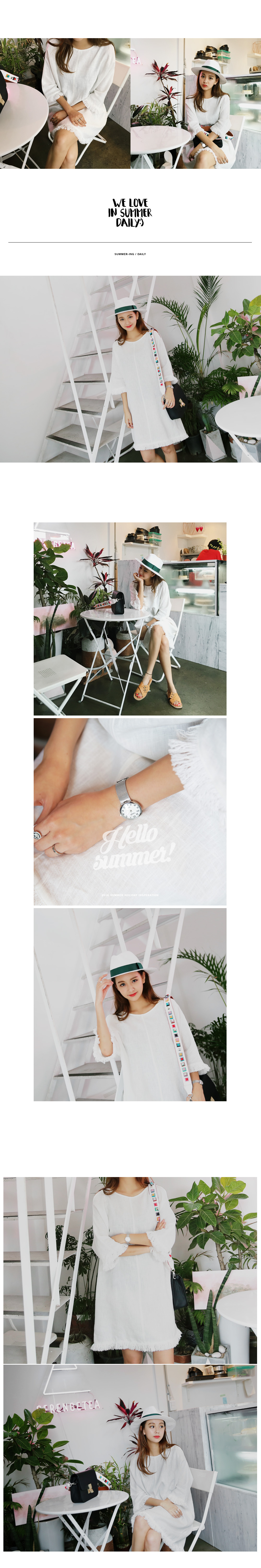 オープンショルダーフリンジリネンワンピース・全2色 | DHOLIC | 詳細画像2