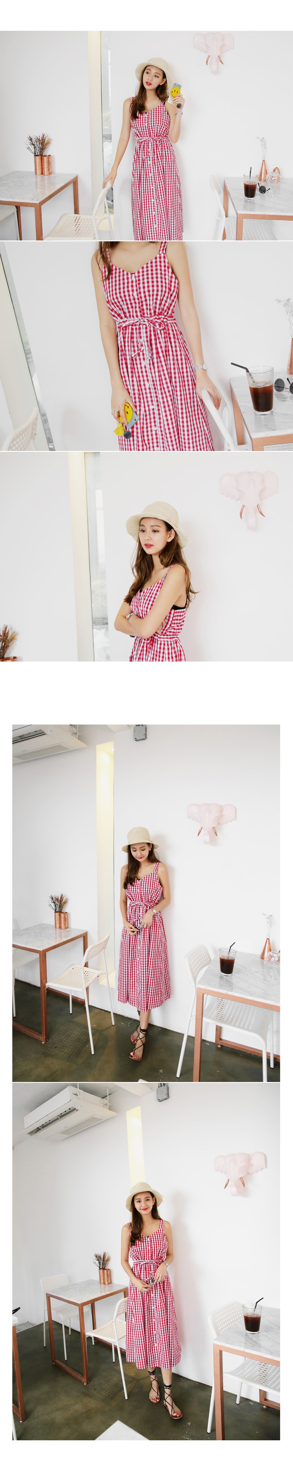 ストラップボタンギンガムチェックワンピース・全3色 | DHOLIC | 詳細画像4