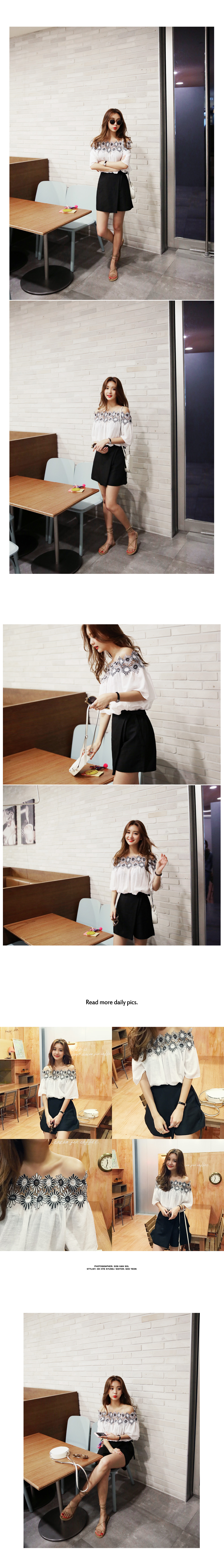 ヒマワリレースオフショルダーブラウス・全2色 | DHOLIC | 詳細画像3