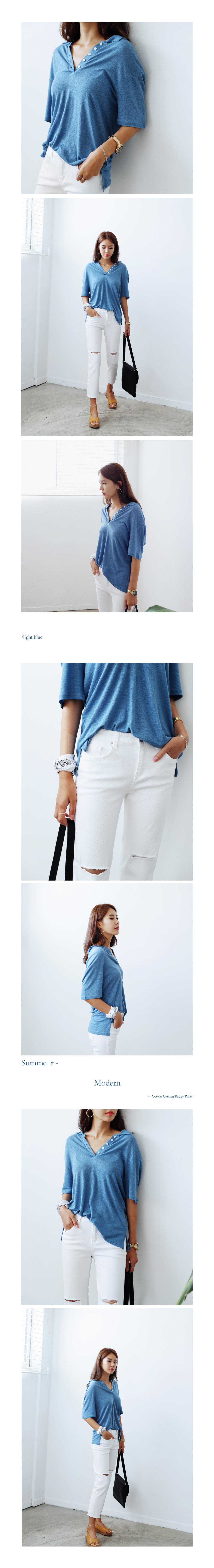 リネンミックスポロネックTシャツ・全2色 | DHOLIC | 詳細画像3