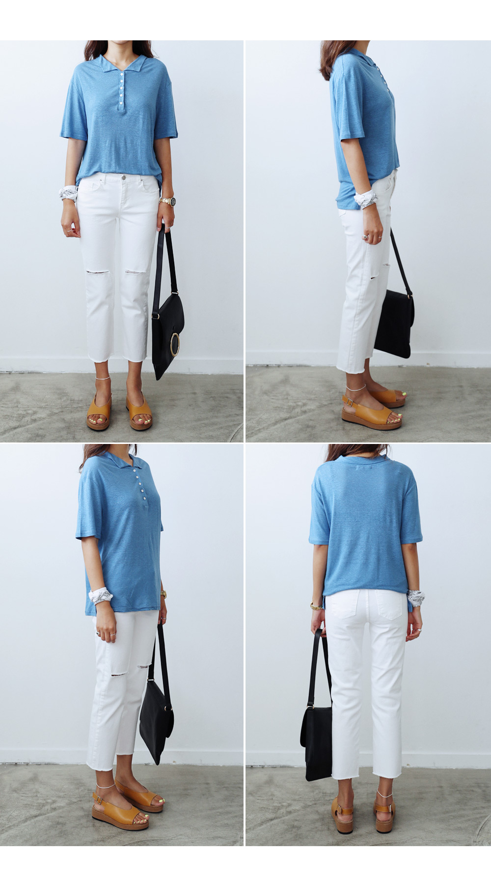 リネンミックスポロネックTシャツ・全2色 | DHOLIC | 詳細画像5