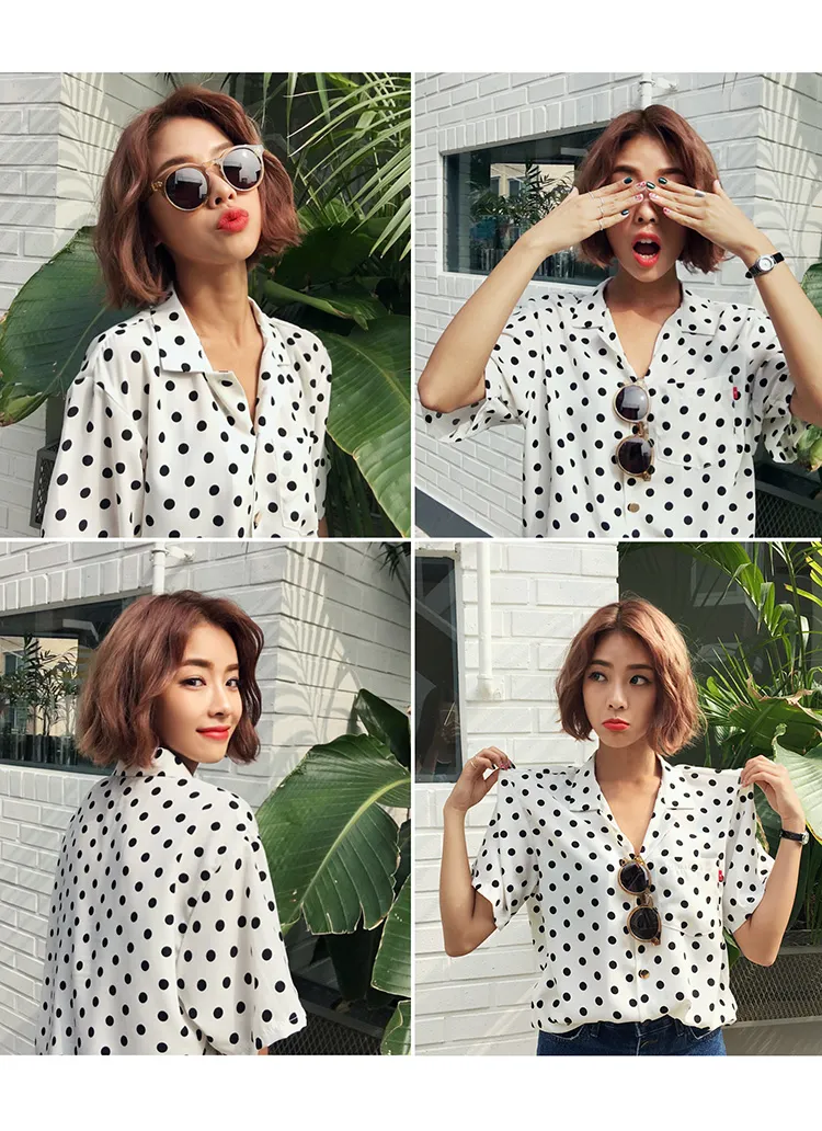 オープンカラードットパターンビッグシャツ・全2色 | DHOLIC | 詳細画像1