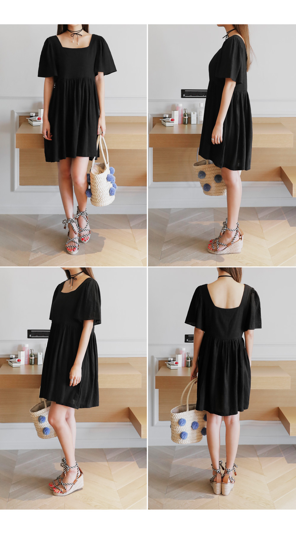 スクエアネックフレアワンピース・全2色 | DHOLIC | 詳細画像4