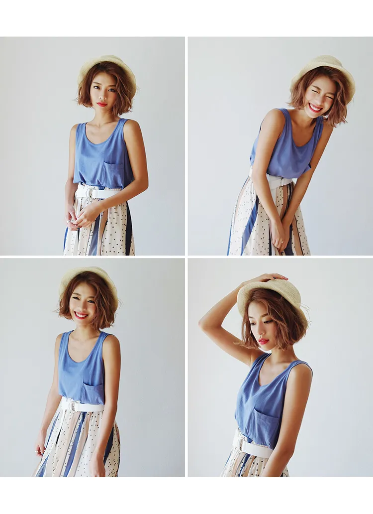 ワンポケットラウンドネックスリーブレス・全3色 | DHOLIC | 詳細画像1