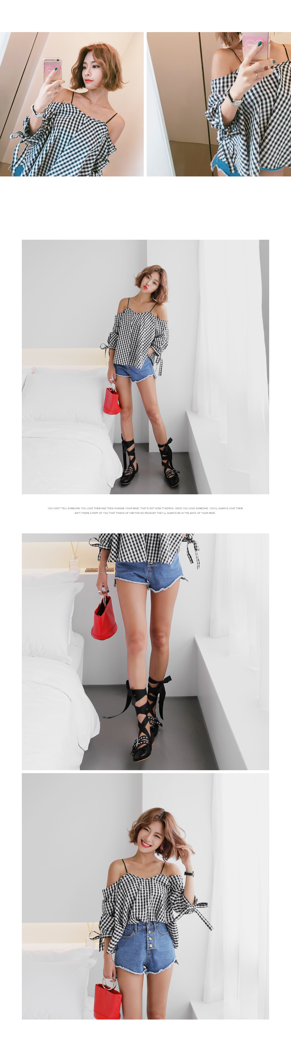 ギンガムチェックオフショルダーブラウス・全1色 | DHOLIC | 詳細画像5