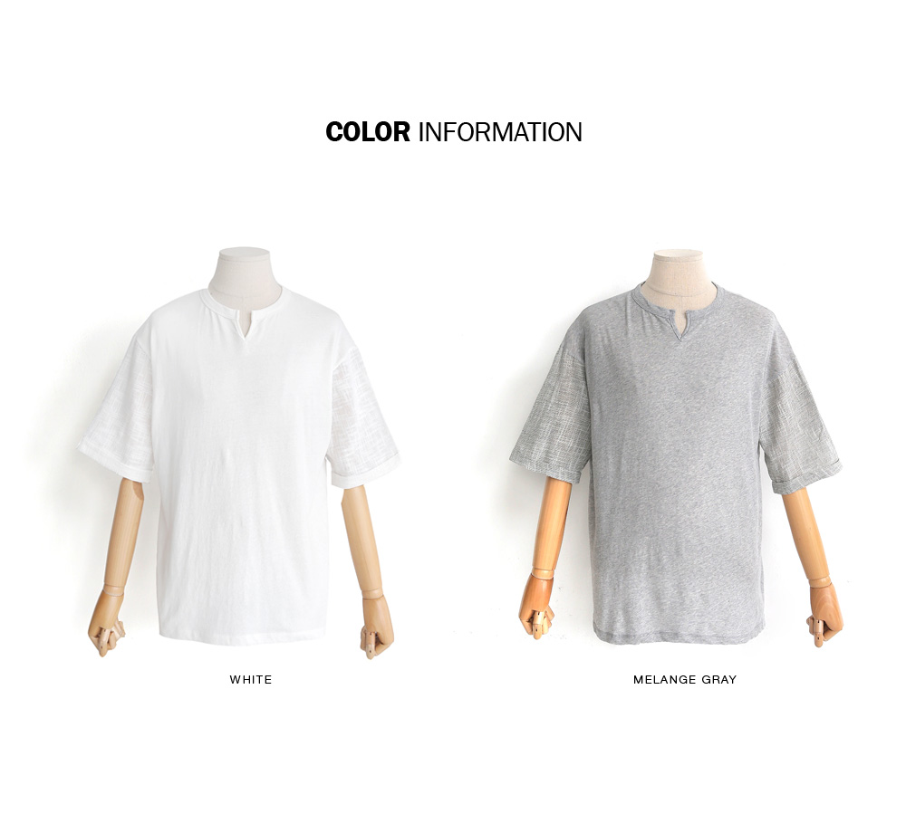 ツーマテリアルスリットネックTシャツ・全2色 | 詳細画像2