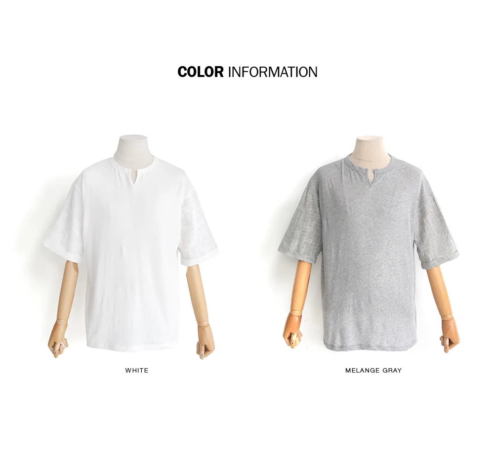 ツーマテリアルスリットネックTシャツ・全2色 | 詳細画像2