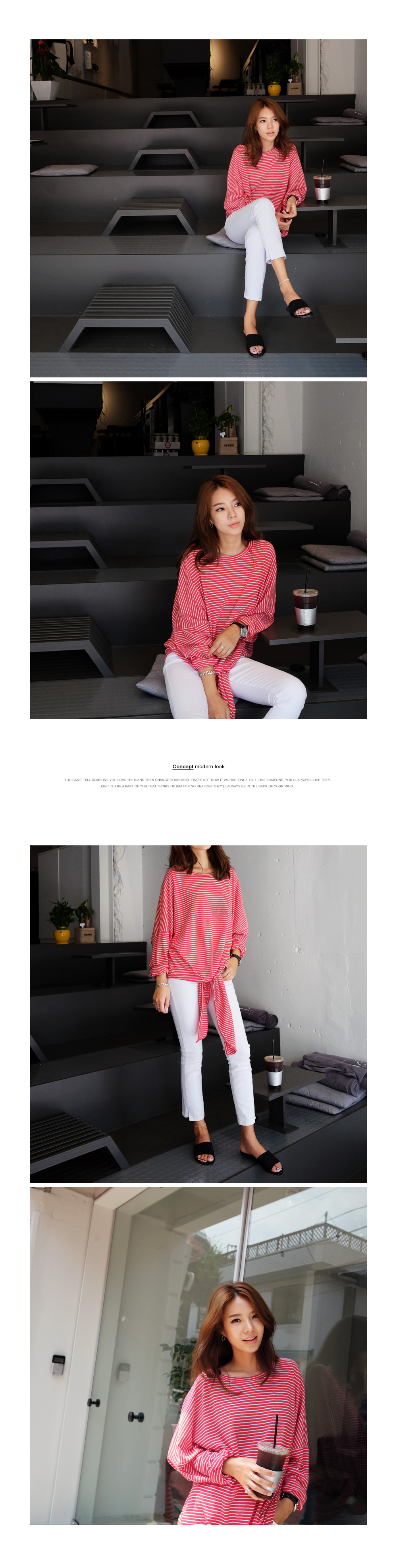 リネン混スリットヘムボーダーTシャツ・全2色 | DHOLIC | 詳細画像4