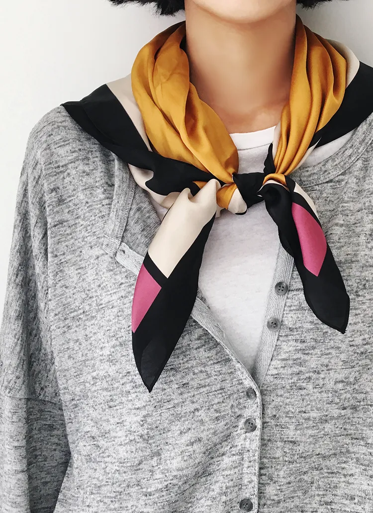 <font color=red><b>○雑誌掲載商品○</b></font>カラーブロックスクエアスカーフ・全6色 | DHOLIC | 詳細画像1