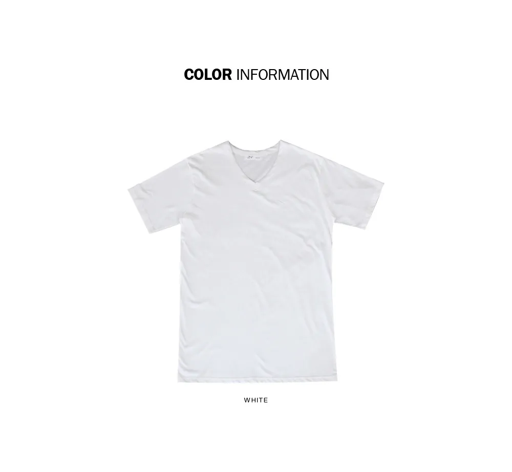 ホワイトVネックコットンTシャツ・全1色 | 詳細画像3