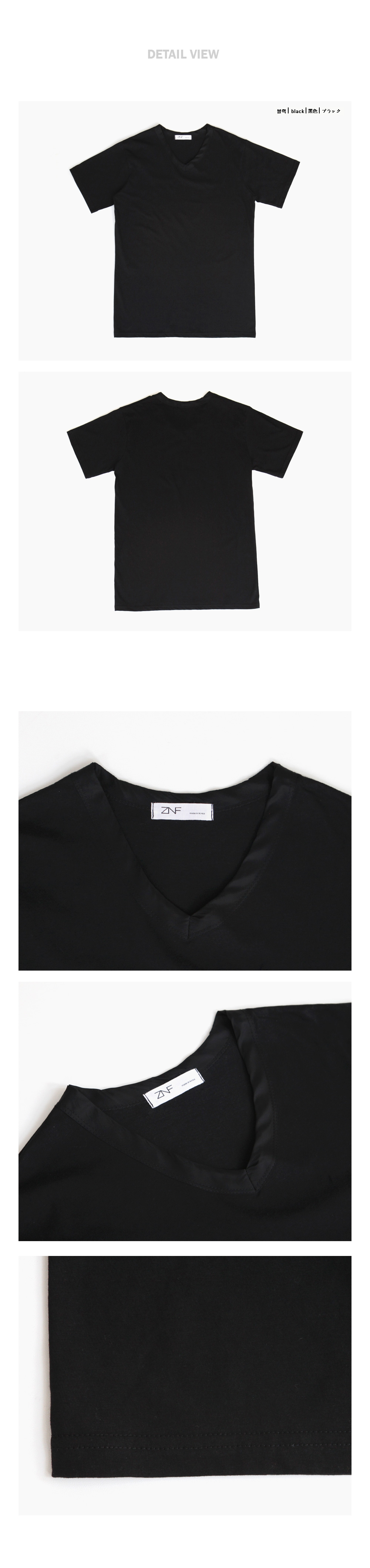 ブラックVネックコットンTシャツ・全1色 | 詳細画像6