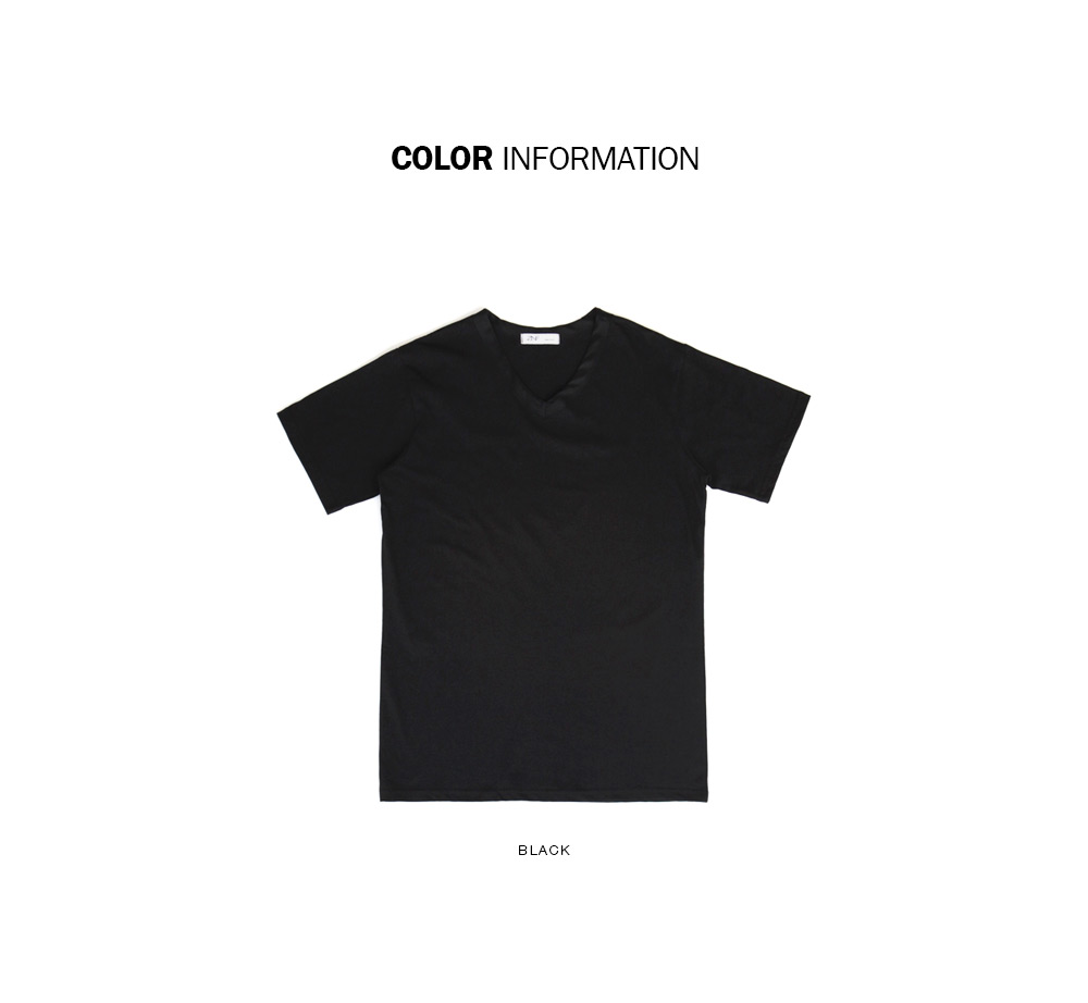 ブラックVネックコットンTシャツ・全1色 | 詳細画像2