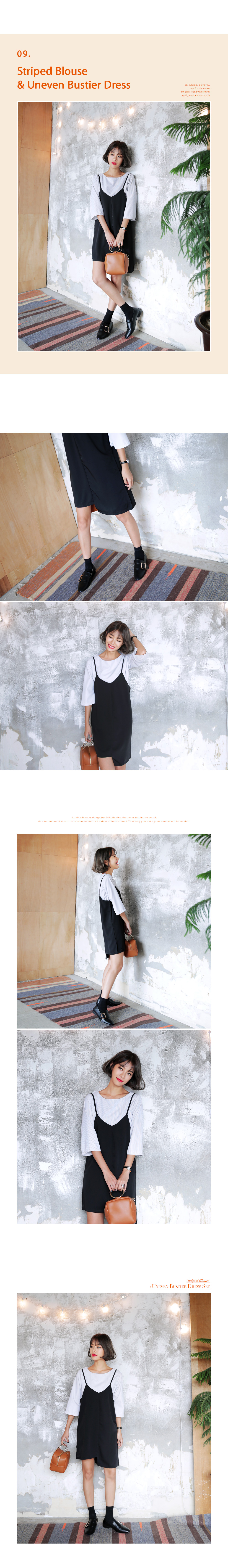 <font color=red><b>○雑誌掲載商品○</b></font>ストライプブラウス&アシメカットビスチェワンピースSET･全1色 | DHOLIC | 詳細画像2