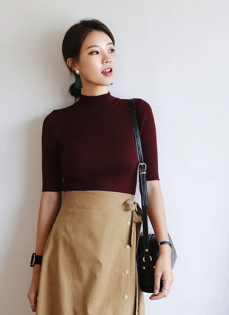 モックネックリブニットTシャツ・全5色 | DHOLIC | 詳細画像1