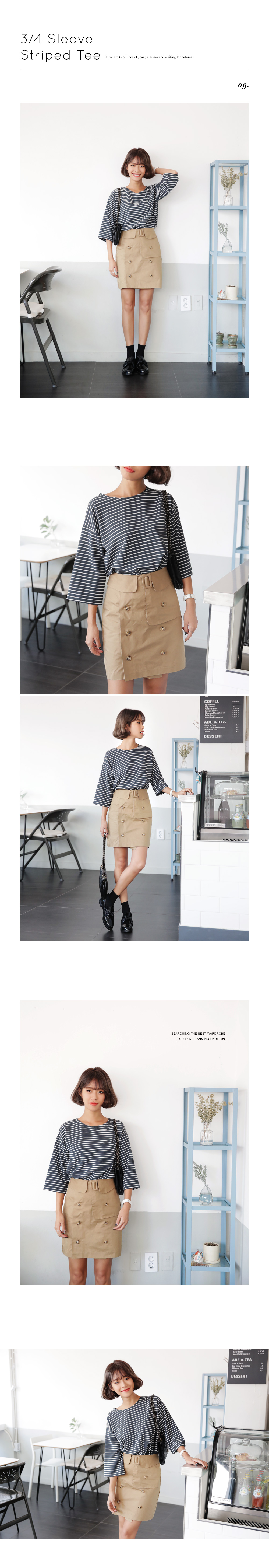 <font color=red><b>○雑誌掲載商品○</b></font>7分丈スリーブボーダーTシャツ・全4色 | DHOLIC | 詳細画像2